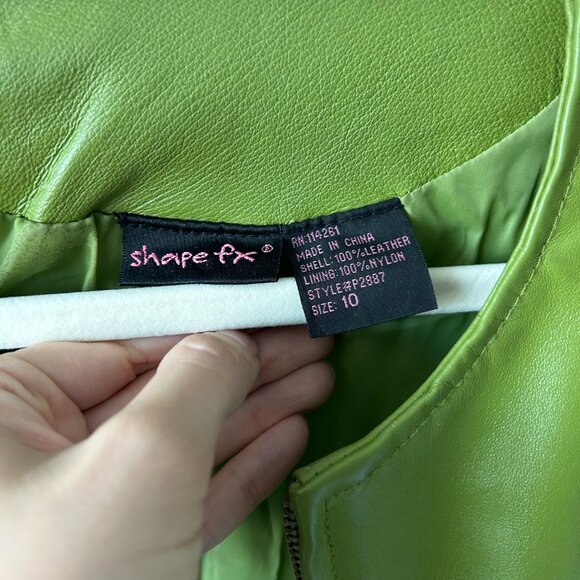 Shape FX Green Genuine Leather Zip Up Jacket - Picture 4 of 8